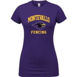  Montevallo Falcons Purple Womens Fencing Arch T Shirt 
