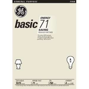  GE 71910 4 Pack 71 Watt A19 Basic Light Bulb