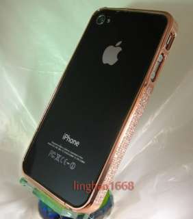 Swarovski Metal Bumper Hard Case Frame Cover for iphone4/4S Rose Gold 