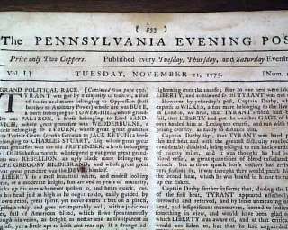 1775 Phila. PA Newspaper BATTLE OF BUNKER HILL Revolutionary War 