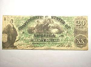 1861 $20 Confederate Note T 17 SUPER NICE e629 XIBI  