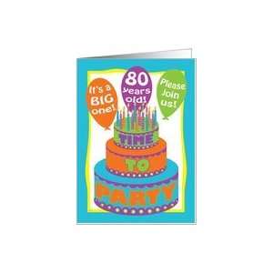  80th Birthday Party Invite Wild Colorful Cake Card Toys 