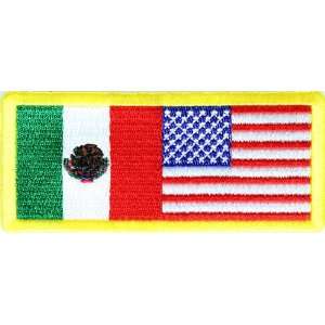  Usa Mexico Flag Patch, 4x1.75 inch, small embroidered iron 