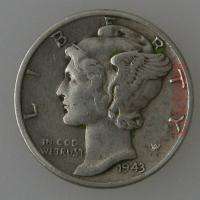Winged Liberty or Mercury Dime 1943 Silver COIN inv 2  