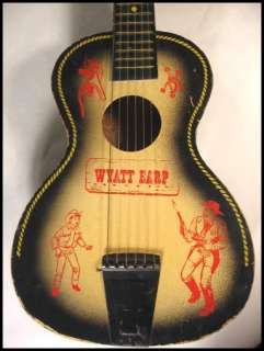 Vintage 1950s Wyatt Earp Toy Wood Guitar Childs  