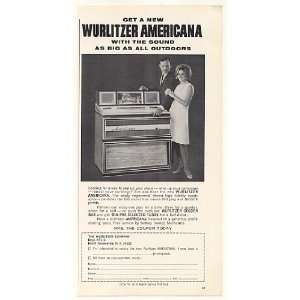  1966 Wurlitzer Americana Jukebox Trade Print Ad (41759 