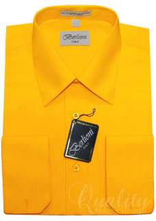BARREL CUFF DRESS SHIRT 20 20.5 38/39 BRIGHT YELLOW  