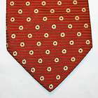   Silk Neck Tie Orange with Red Lines And Light Yellow Flowers 345