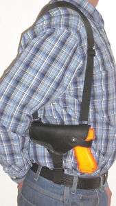 LEATHER SHOULDER GUN HOLSTER FOR .9MM WITH UP TO 5 BBL  