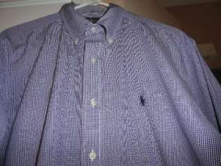 Ralph Lauren Yarmouth Blue Gingham Dress Shirt 15.5 32/33  