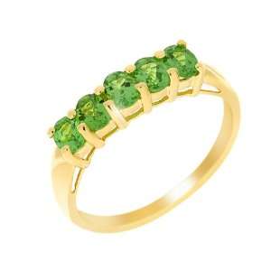  9ct Yellow Gold Tsavorite Green Garnet Ring Size: 5.5 