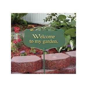 Welcome to my Garden Garden Poem Sign in Green / GoldWhitehall 10042