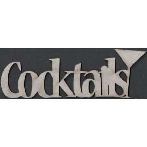  Fabscraps Die Cut Grey Chipboard Word, Cocktails: Arts 