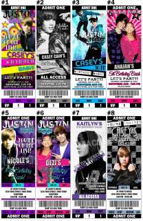 Birthday Party Favor on Bieber Invitations   Birthday Party Invites Vip Pass Favors