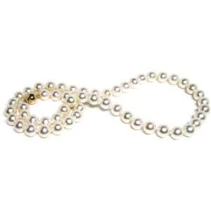 HinsonGayle AAA 8.0 8.5mm White Cultured Pearl Necklace (14K Yellow 