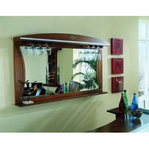100815CH Grande Mirror With Ledge Style Shelf Hanging Stemware Holder 