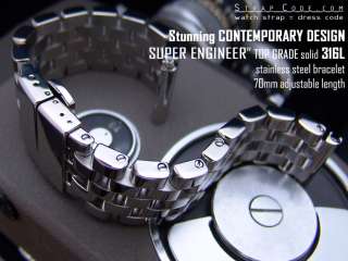 22mm SUPER Engineer Solid Stainless Steel Watch Band, P  