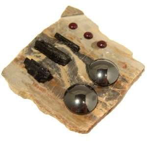   Wood Garnet Hematite Black Tourmaline Crystal Stone Slab 3.2