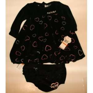   Baby/Infant Girls Dress with Bloomers   Size: 12 Months   Black/Hearts