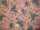 Vintage Cotton Fabric Pc BLUE PANSIES ON PINK  
