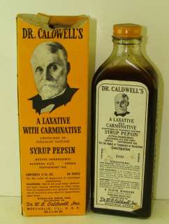 Vintage Dr. Caldwells Syrup Pepsin Medicine Bottle Monticello ILL W 