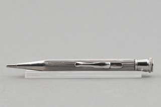 Vintage solid silver mechanical pencil deep pattern  