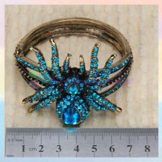 Vintage Lady Spider Widow Animal Cuff Bangle Bracelet w/Rhinestones 