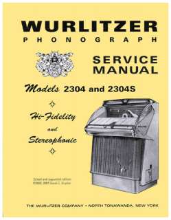Wurlitzer 2304, 2304S Jukebox Service Repair Manual  