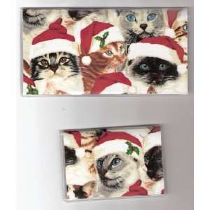   Debit Set Made with Santa Hat Christmas Cats Fabric 