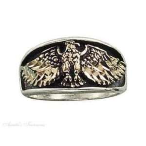   Sterling Silver Mens Flying Eagle Ring Bronze Accent Size 8: Jewelry