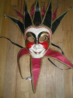 Mardi Gras Venetian Masquerade Red Black Full Face Mask  