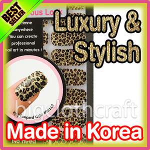 Professional 2n1 Nail Art Cover Sticker Hot Leopard Gold Color #96118 