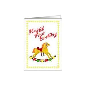  Happy 1st Birthday Rocking Horse Card: Toys & Games