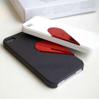 2X Plastic Lover Heart Couple Case for iPhone 4  