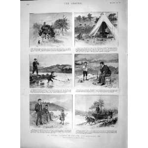   1897 Angling Holiday Ireland Fishing Camp Nets Print