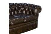 Chesterfield Green Leather 3 Seater Sofa Couch Settee  