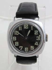 Vintage World War 2 Trench Watch Black Dial Leather 285  