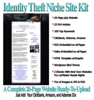 Identity Theft Website + 2 Ebooks + WP Theme + Graphics  
