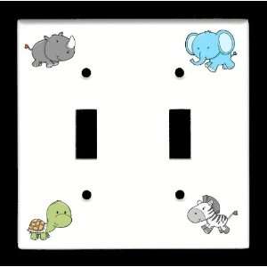  AFRICAN WILDLIFE CUTE SAFARI DOUBLE TOGGLE SWITCH PLATE 