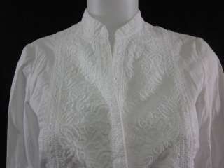 VINCE White Cotton Embroidered Button Up Shirt Size 6  