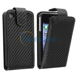   Leather Case+Privacy Protector+Charger For iPhone 4 4th 16G 32G  