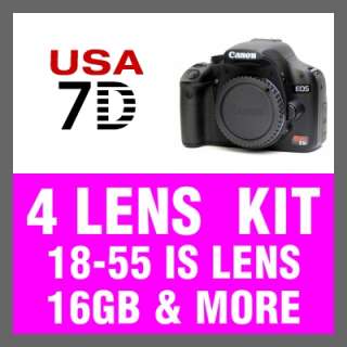 USA Canon Model EOS 7D +4 Lens Kit 18 55 IS,75 300 +16GB &Accessories 