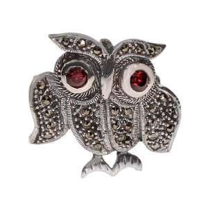    Sterling Silver Marcasite Owl Pin: Eves Addiction: Jewelry