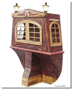 Wood Pirate Ship HOME BAR FURNITURE wall lights old style man cave 