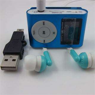Blue Mini Clip Metal MP3 Player LCD Screens Support 2G 4G 8GB Card 
