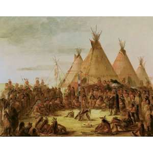   SIOUX WAR COUNCIL BY GEORGE CATLIN PRINT REPRODUCTION: Home & Kitchen