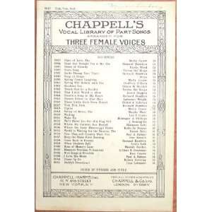 Tick, Tick, Tock Chappells Vocal Library of Part Songs Arranged for 