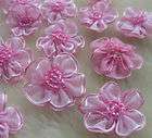 40X 2tone Organza Flower W/beads Appliques/wedding A339  