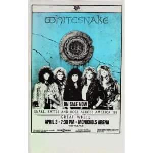  Whitesnake Great White Denver Orig Concert Poster 1988 
