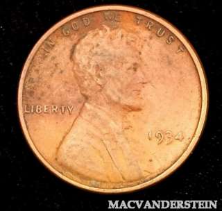 1934 LINCOLN WHEAT CENT  SCARCE BETTER DATE #IS568  